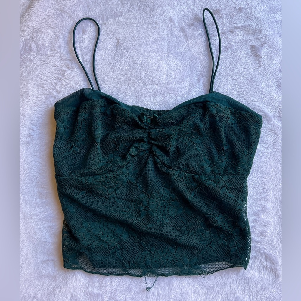 Dark Teal Lace Tank Top - wild fable